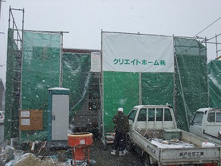 Ｂ様店舗-唐津市の施工状況 雪の中